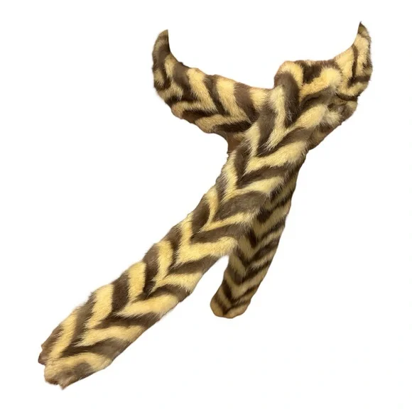 50s MINK FUR CHEVRON BUTTERY CREAM & TAUPE MCM SCARF OR BELT LUXURY 66\